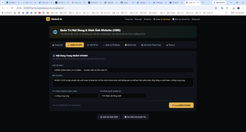NGÂN STUDIO PRO — Master Dashboard